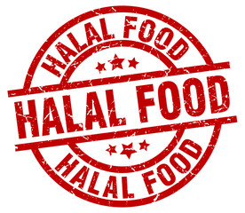 halal food round red grunge stamp