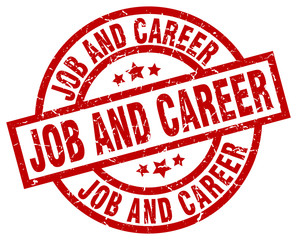 job and career round red grunge stamp