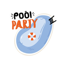 Summer Cocktails Party print with cute holiday elements and lettering on white background.  Hand drawn trendy style. Vector. Good for invitations, labels, tags, web, banners, posters, cards, flyers