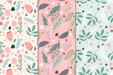 sweet floral abstract seamless pattern collection