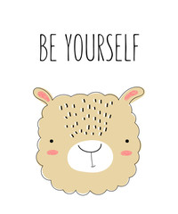 Vector poster with cute doodle sheep for kids