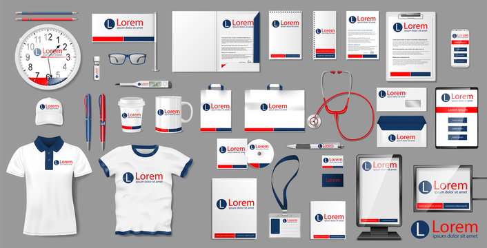 Download Corporate Medical Clinic Branding Identity Template Design Pharmacy Stationery Mockup Elements For Presentation Business Modern Style Medical Template For Your Brand Vector Illustration Stock Vector Adobe Stock