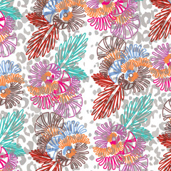 Fashionable pattern in small flowers.  Leaves texture pattern floral background.