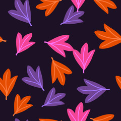 Fototapeta na wymiar Seamless botaniacal pattern with colorful leaves, summer, autumn background.