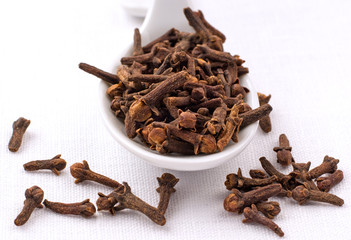 Spice. Clove on a white background.