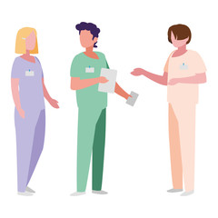 Obraz premium group medicine workers with uniform characters
