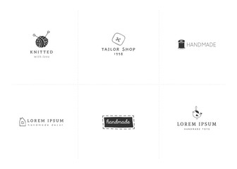 Vector premade logo templates. Hand drawn handmade isolated elements.