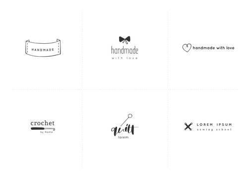 Vector set of handmade logo templates. Isolated hand drawn elements.