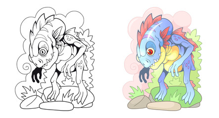 cute cartoon lake monster funny illustration picture