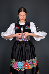 Slovak folklore. Slovakian folklore girl. 