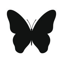 Butterfly icon. Graphic symbol butterfly. Isolated black silhouette on white background. Vector illustration