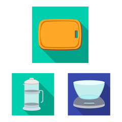 Vector illustration of kitchen and cook icon. Set of kitchen and appliance vector icon for stock.