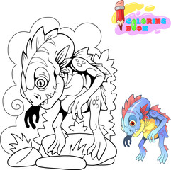 cute cartoon lake monster funny illustration picture