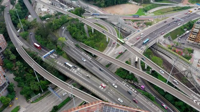 Top view of Hong Kong city traffic