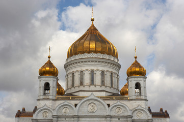 Fototapeta na wymiar BELL TOWER OF CATHEDRAL CHURCH OF CHRIST THE SAVIOUR MOSCOW RUSSIA