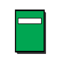 The graphic of green book or diary planner with white panel on the labor and white background , isolated style.