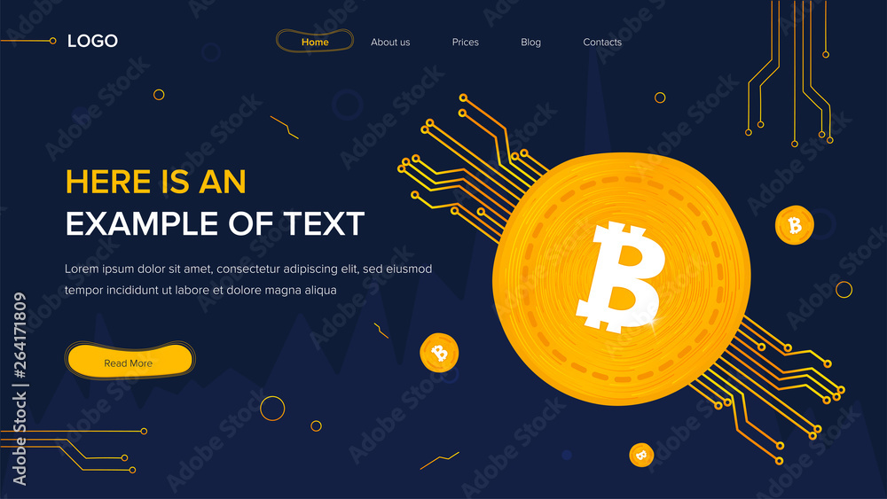 Poster bitcoin concept. website template on dark background. home page layout. vector illustration concepts