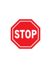 Stop sign red and white, traffic sign vector