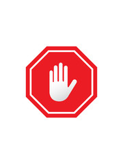 Stop sign red and white, traffic sign vector