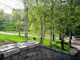 Spring in parks of the hometown. Kirov citi.