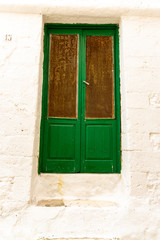 Italy, Ostuni, characteristic front door in the ancient historic center.