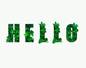  Word HELLO from green leaves
