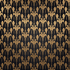 Art deco. Background in modern style. Black and gold pattern. Retro style. Vector image