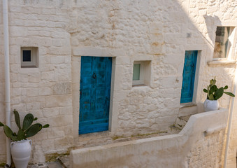 Italy, Ostuni, characteristic front door in the ancient historic center.