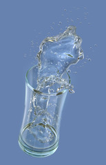 Fresh pure water or sparkling water swirl splash out of glass. Clean water liquid wave in spiral form isolated. Healthy detox soda drink fluid splash, hydration or saving water ecology concept. 3D