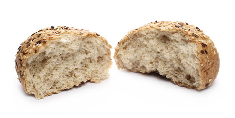 Bread with sesame, burger buns isolated on white background