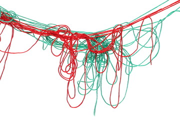 Colorful strings, thread isolated on white background and texture, with clipping path