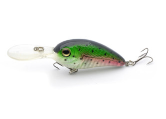 Bait for fishing wobbler with hooks on a white background
