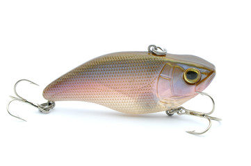 Bait for fishing wobbler with hooks on a white background