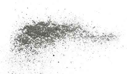 Obraz premium Ash, dust isolated on white background, texture top view