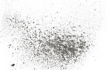 Ash, dust isolated on white background, texture top view