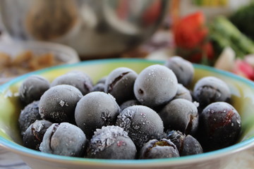 black currant in hoarfrost