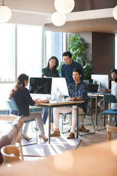 Young abroad students using computers