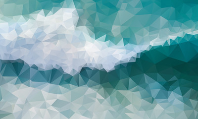 Сyan modern geometrical abstract background. Can be used as a texture, new background. Geometric background, geometric mosaic tile, Origami style, triangulation technique. Marine theme.