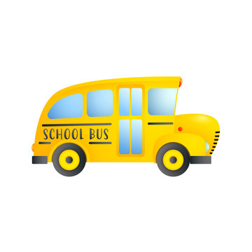 Yellow school bus. Cartoon transport with windows. Can be used for topics like transportation, school, bus station