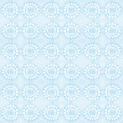Light Blue Tribal Triangles Circle Watercolor Seamless Pattern. Raster background.
