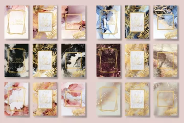Fotobehang  background texture luxury liquid marble and gold. for business cards, flyers, flyer, banner, website, paper printing. trend vector © chikovnaya