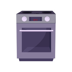 Kitchen stove cartoon illustration. Modern cooker with oven. Home appliance concept. Vector illustration can be used for topics like housekeeping, kitchen, cooking