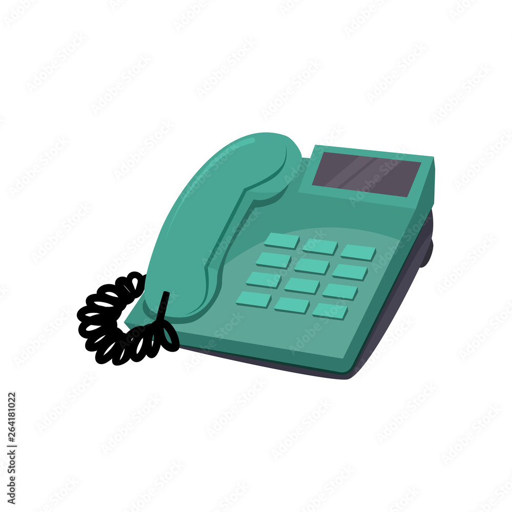 Aufkleber office telephone. green device with speaker and buttons. office attributes concept. vector illustrat