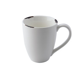 Pottery cup still life white background