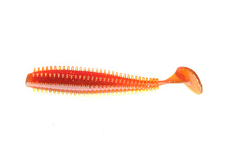 Fishing lure silicone twister isolated on white background.