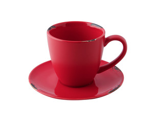 Red teacup white background