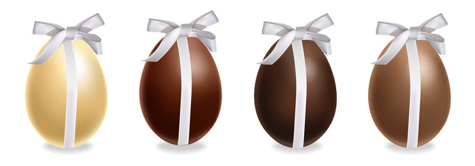 Easter chocolate eggs gift set Vector realistic. Milk chocolate and dark chocolate. 3d detailed poster or label collections