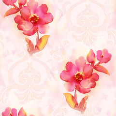 Pink peonies ,summer flowers illustration design. Watercolor design