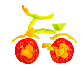 Sliced vegetables in form of a bicycle