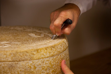Francia, la regione del Auvergne. Il paese di Salers. Formaggi.
